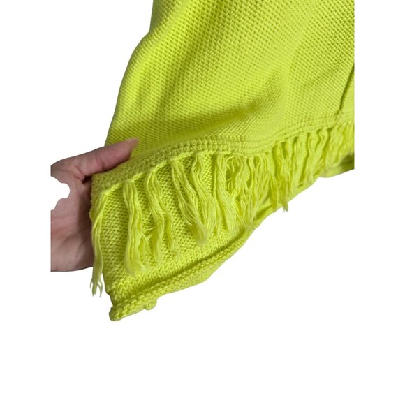 Pure Handknit Anthropologie cowl fringe hem sweater size  XL neon brat green - Picture 3 of 5